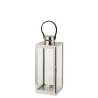 Lantaarn vierkant metaal/glas zilver