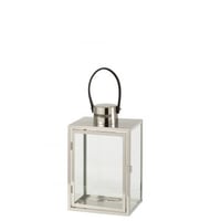 Lantaarn rechthoek metaal/glas zilver