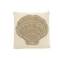 Kussen schelpen katoen wit/beige