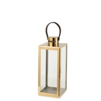 Lantaarn vierkant metaal/glas goud