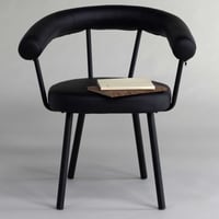 Eetkamerstoel Västerås x Josefin Lustig Venture Design - Staal en Zwart PU - 60x73x68 cm