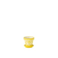 Flowerpot+plate granada handmade+painted ceramic yellow extra small