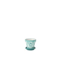 Flowerpot+plate granada handmade+painted ceramic aqua extra small