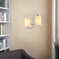 Noor Wandlamp | Metalen kap, Glazen kap | 32cm Dia, 28cm H | Zilver