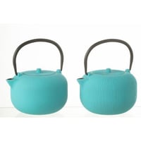 Doos 1 theepot metaal blauw assortiment van 2