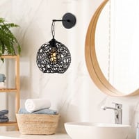 Strakke en moderne wandlamp in zwart | 25x30 cm | Hoogte 35 cm | E27 40W | IP20