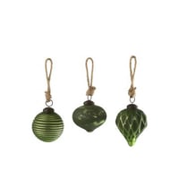 Kerstbal geoxideerd glas groen small assortiment van 3