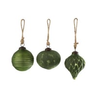 Kerstbal geoxideerd glas groen large assortiment van 3