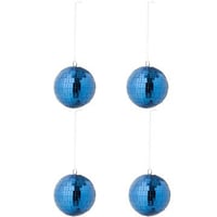 Doos van 4 kerstbal spiegel glas blauw large