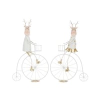 Rendier bike ijzer goudkleurig/wit assortiment van 2