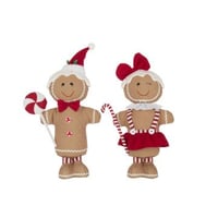 Peperkoek boy/girl candy polyester camel/kerstrood assortiment van 2