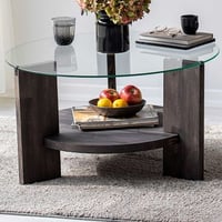 Locelso Salontafel | 100% Gehard Glas | Frame van Grenen | Antraciet