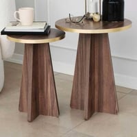 Mushroom 2 Salontafelset | 100% MELAMINE | Goud, Walnoot