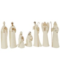 Kerststal 7 delen kalk ecru/goudkleurig