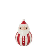 Schaal +  deksel kerstman dolomiet kerstrood/wit large