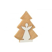 Engel in boom mangohout wit/naturel large