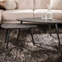 Set van 2 salontafels Mariola 80x44 cm-zwartbruin