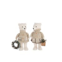 Beer jongen/girl polyester ecru/beige assortiment van 2