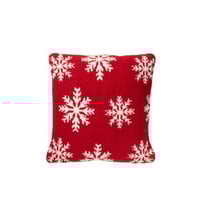 Kussen sneeuwvlokken polyester rood/wit