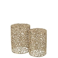 S/2 bijzettafel aluminium goudkleurig