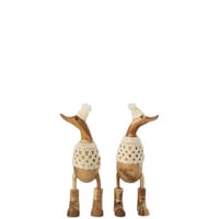 Eend crochet albasiahout naturel/wit assortiment van 1