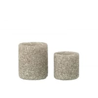 Set van 2 theelichthouder steen glas greige
