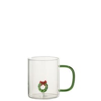 Drinkglas christmas wreath glas transparant/meerkleurig