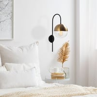 Tatum Wandlamp | Metalen kap, glazen kap | Zwart Vintage