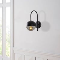 Tatum Wandlamp | Metalen kap | Zwart rookglas