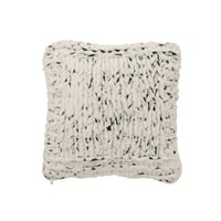 Kussen gebreeën polyester wit/donkergroen