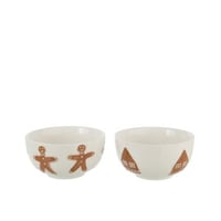 Schaal cookie steengoed wit/caramel assortiment van 2