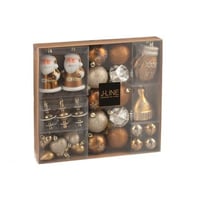 Doos van 45 kerstbal plastiek bruin