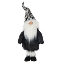 Kerstman pied-de-poule polyester zwart/wit