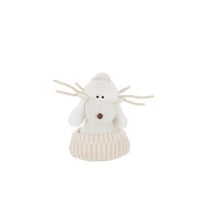 Rendier bontmuts polyester wit/ecru large