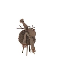 Rendier hoed + sjaal polyester bruin large