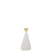 Kerstboom gouden hart polyester wit/goudkleurig small