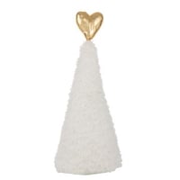 Kerstboom gouden hart polyester wit/goudkleurig large