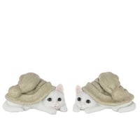 Kat hoed polyresin grijsgroen/wit large assortiment van 2