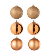 Doos van 6 kerstbal plastiek oranje