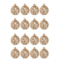 Doos van 16 kerstbal barok patroon plastiek perzik