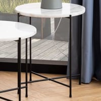 Bijzettafel Avila - Ø42x45 cm - wit marmer