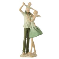 Familie 1 kind polyresin groen/ecru