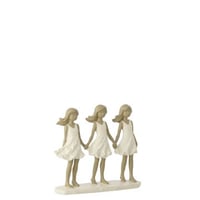 Kinderen zussen polyresin wit/grijs