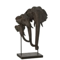 Olifant op voet familie polyresin donkerbruin