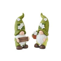 Kabouter welkom + bloempot magnesium groen/wit large assortiment van 2