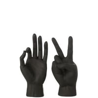 Beeldje gebarentaal polyresin zwart assortiment van 2
