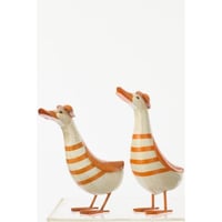 Eend gestreept metaal oranje/gebroken wit large assortiment van 2