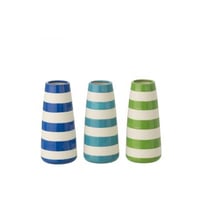 Vaas gestreept porselein groen/blauw large assortiment van 3
