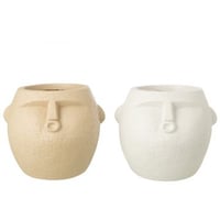 Bloempot polyresin wit/beige large assortiment van 2