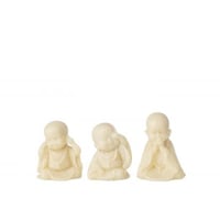 Monnik zien/horen/spreken polyresin geel assortiment van 3
